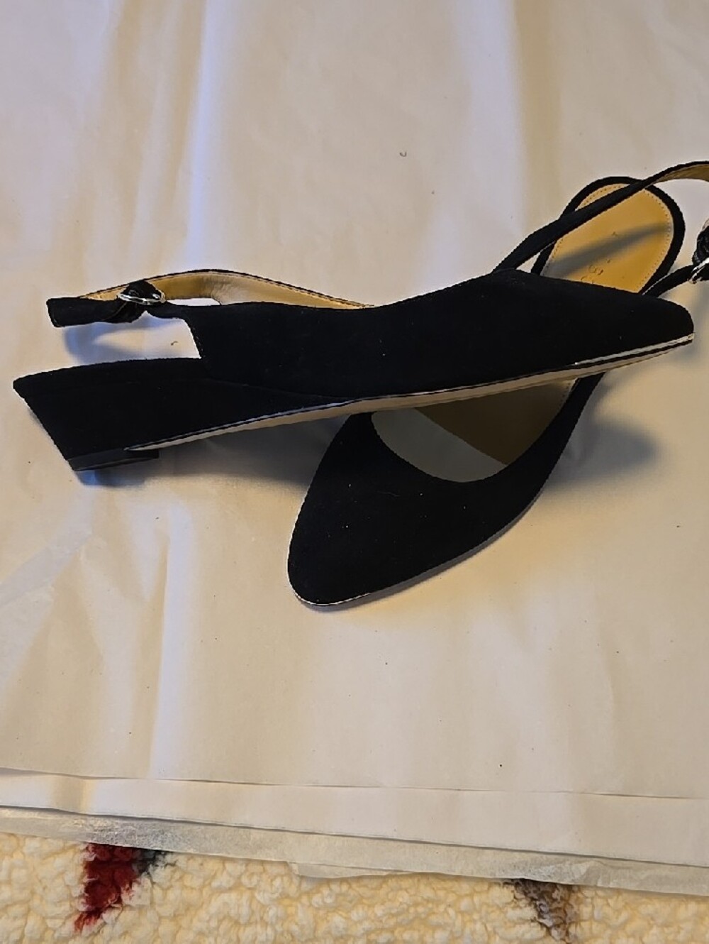 Talbots Black Pointed-Toe Suede Slingback Flats - Picture 2 of 7